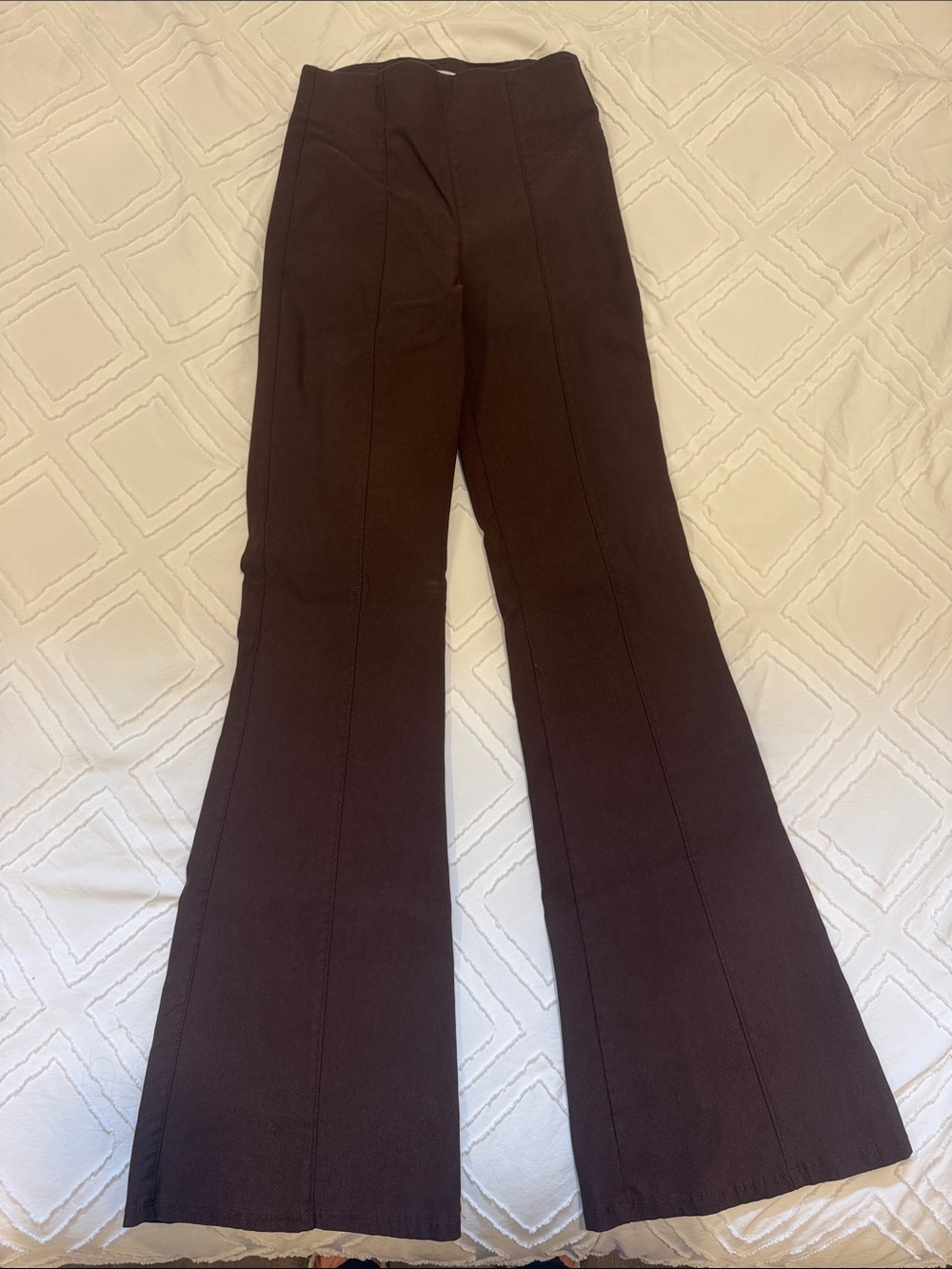 Garage Brown Flare Front-Seam Pants